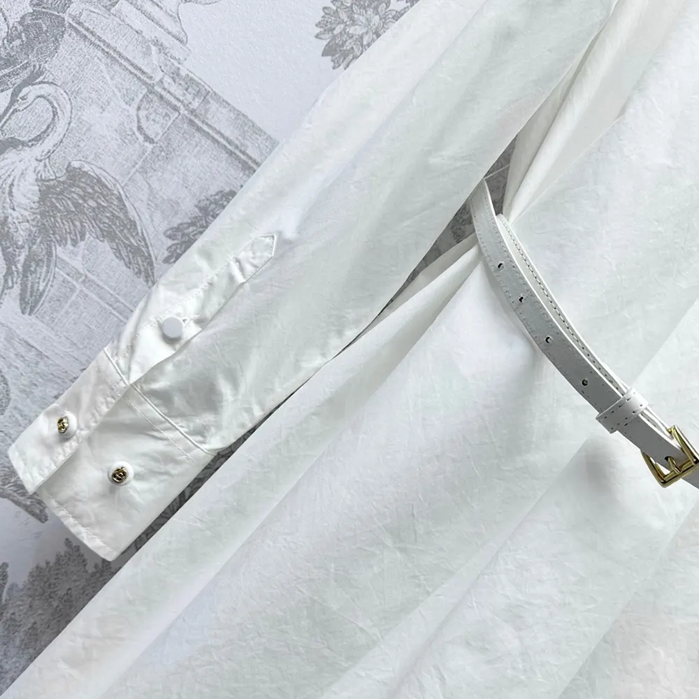 Gucci Women Cotton Poplin Shirt Dress with Embroidery 832027