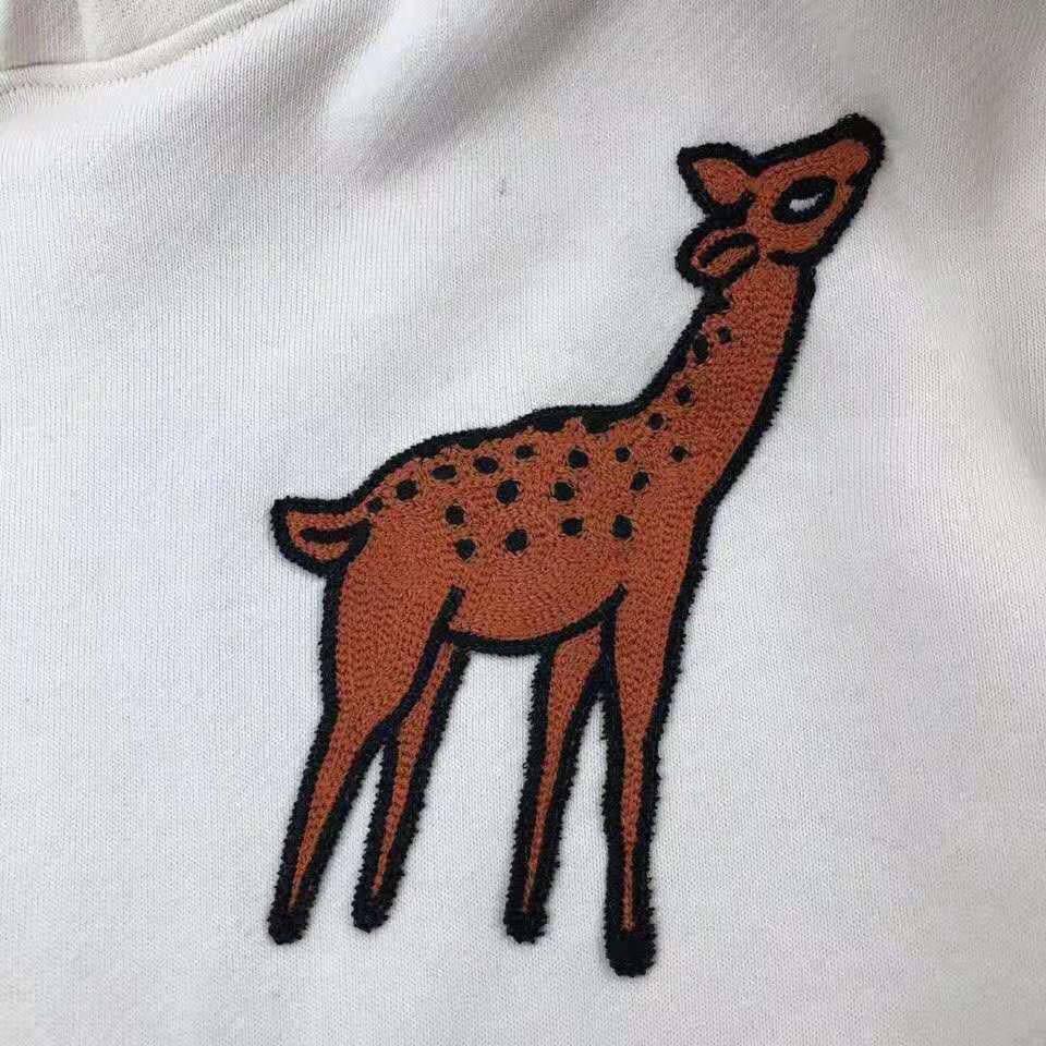 Gucci Women Hooded Sweatshirt with Deer Patch in 100% Cotton-White