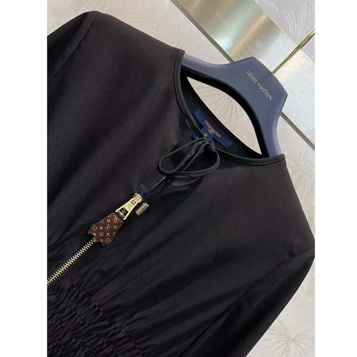 Louis Vuitton Women LV Long-Sleeved Tiered Dress Silk Viscose Elastane Black Regular Fit