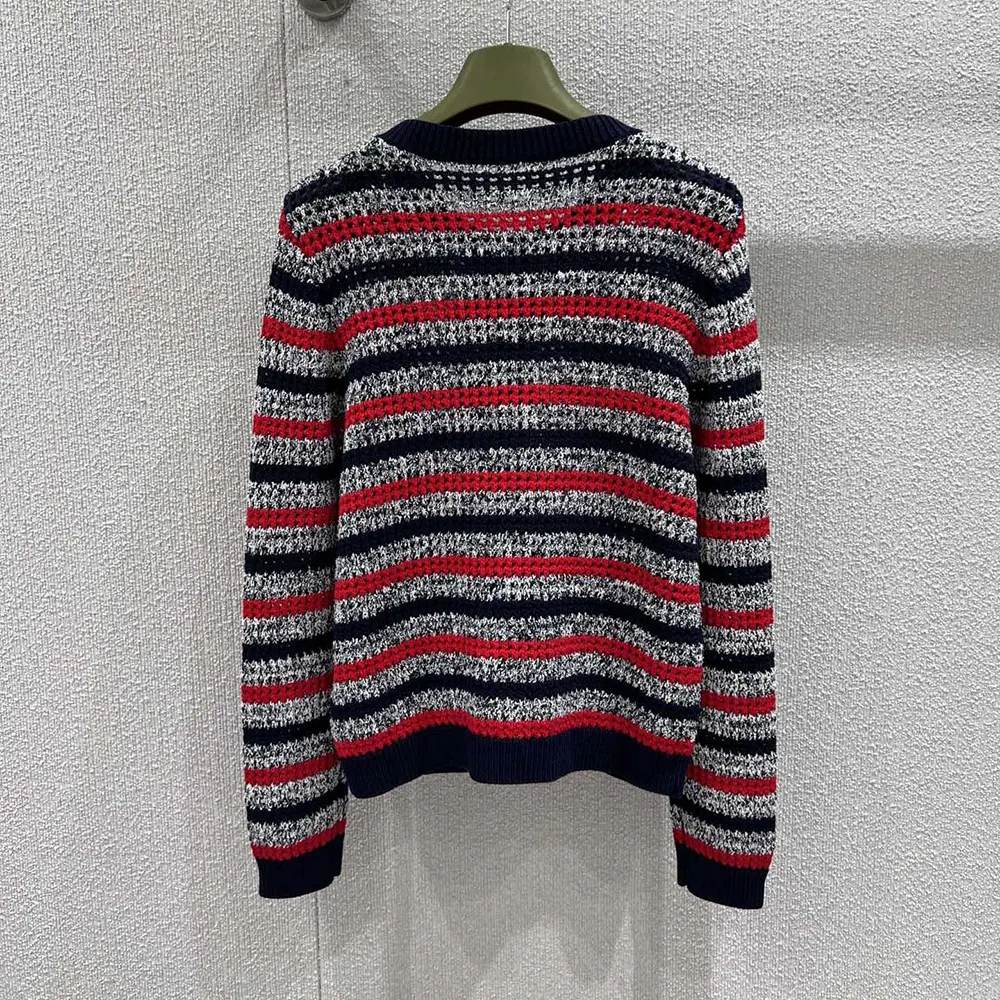 Gucci Women Striped Cotton Cardigan with Intarsia 835983