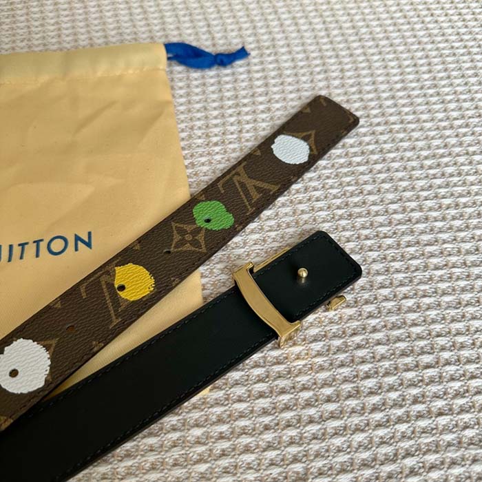 Louis Vuitton Unisex LV x YK LV Initiales 30mm Reversible Painted Dots Belt Monogram Canvas