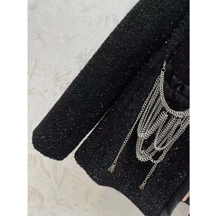 Louis Vuitton LV Women Scuba Trim Tweed Jacket Wool Black Regular Fit