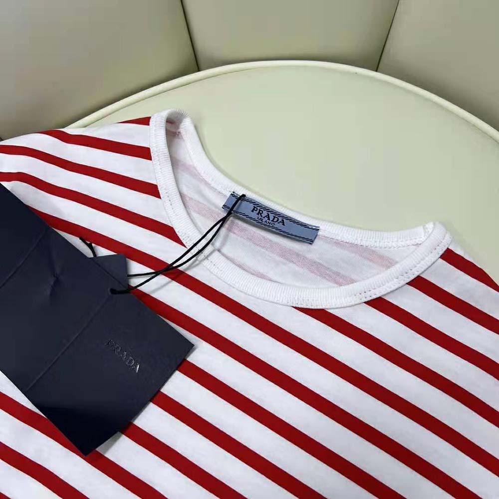 Prada Women Printed Interlock T-shirt-Red