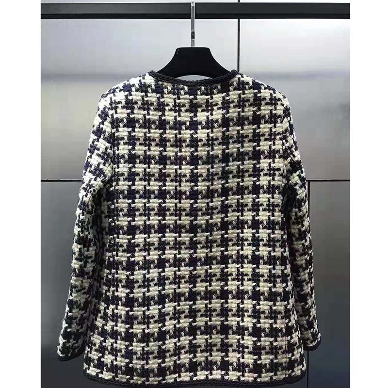 Gucci Women Houndstooth V-Neck Jacket