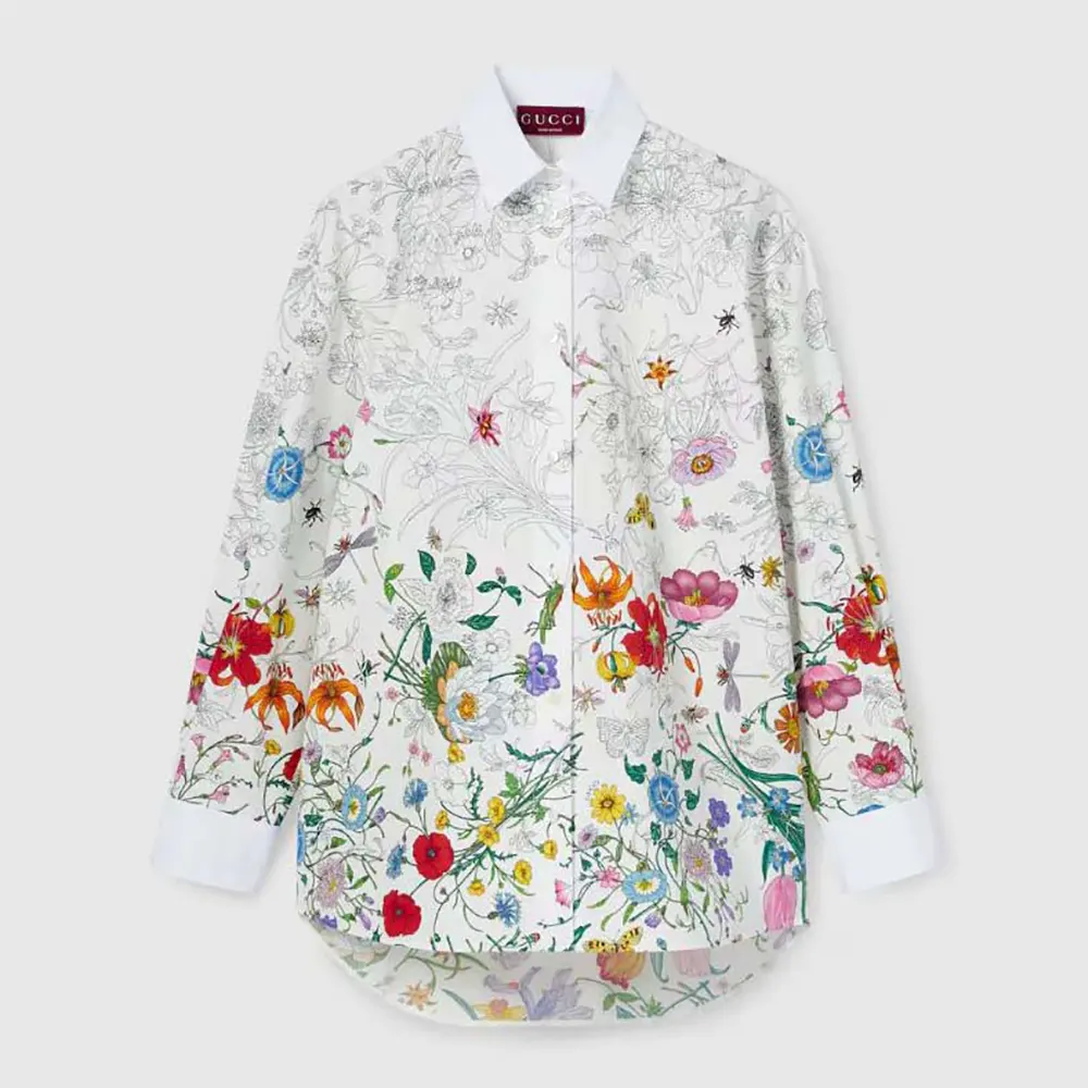 Gucci Women Printed Cotton Poplin Shirt 835947Z7AS6