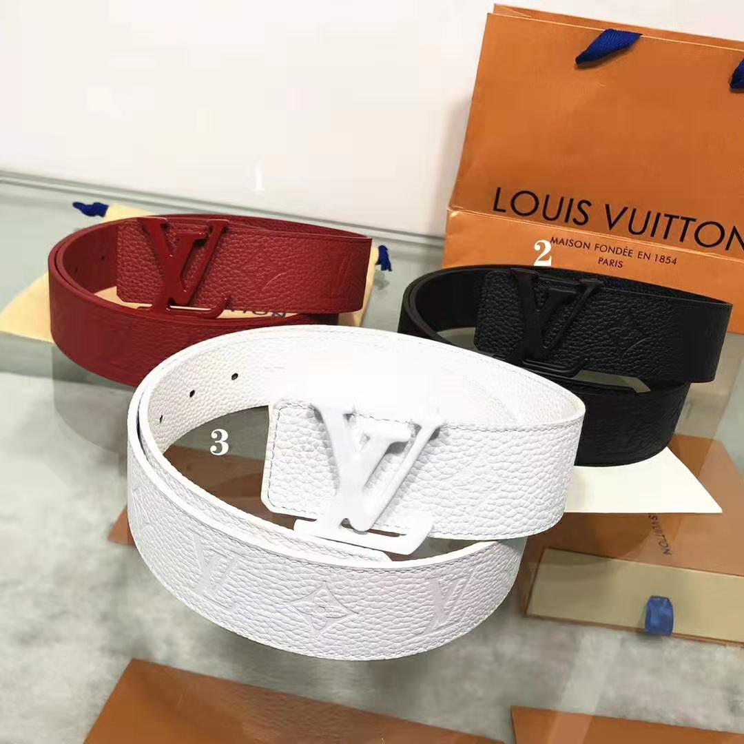 Louis Vuitton LV Unisex Ceinture LV Shape 40mm Belt in Lanière En Cuir Taurillon Embossé