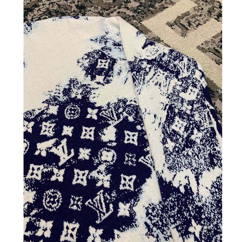Louis Vuitton LV Women Monogram Bandana Crewneck Sweatshirt Cotton Indigo Slightly Loose Fit