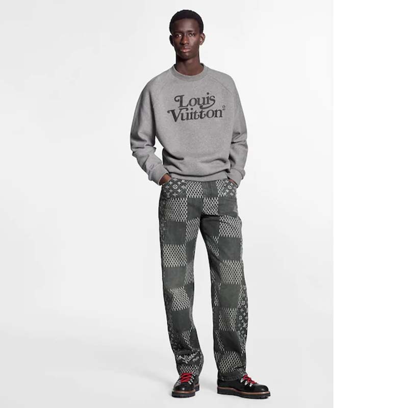 Louis Vuitton LV Men Squared LV Sweatshirt LV2 Motif 100% Cotton-Grey