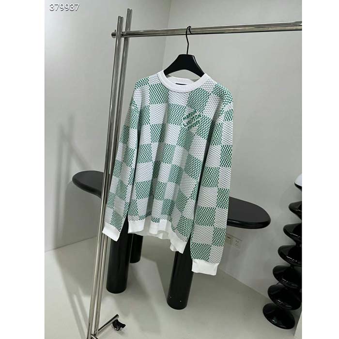 Louis Vuitton LV Women Damier Cotton Sweatshirt Classic Fit Green 1AFJHG