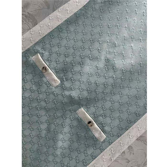 Gucci Women Reversible GG Canvas Dress Pale Blue Unlined Crewneck Sleeveless Two Front Pockets