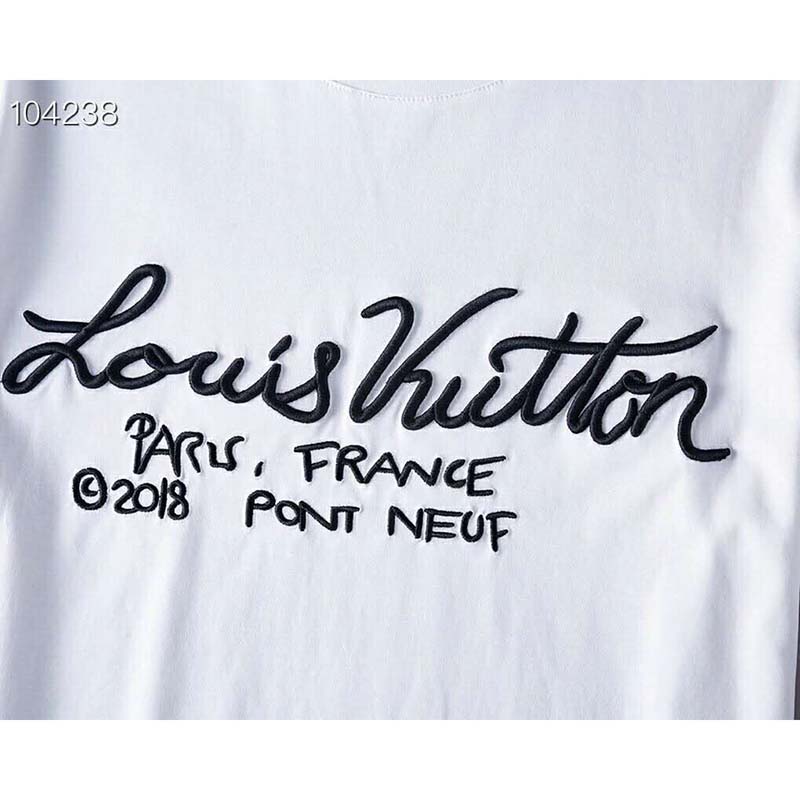 Louis Vuitton LV Men Pont Neuf Signature Print & Embroidery T-Shirt