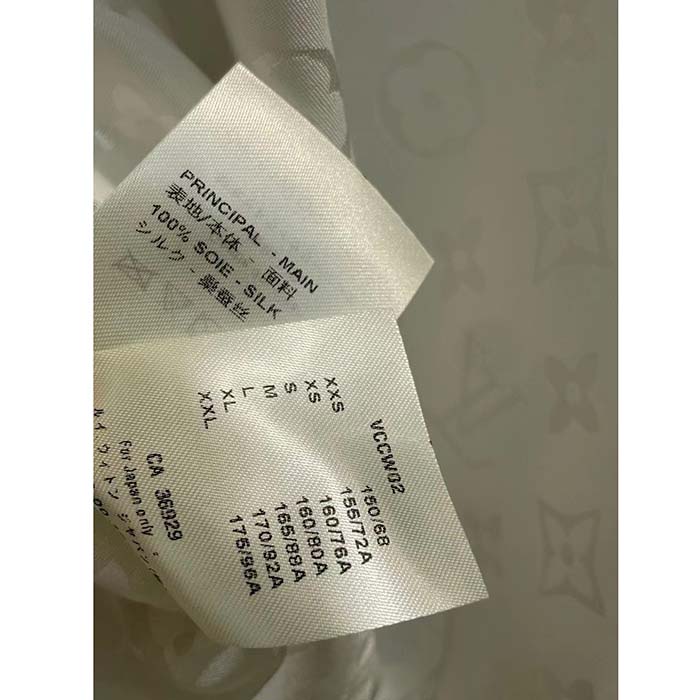 Louis Vuitton Women LV Monogram Long-Sleeved Silk Shirt White 1AFJUE