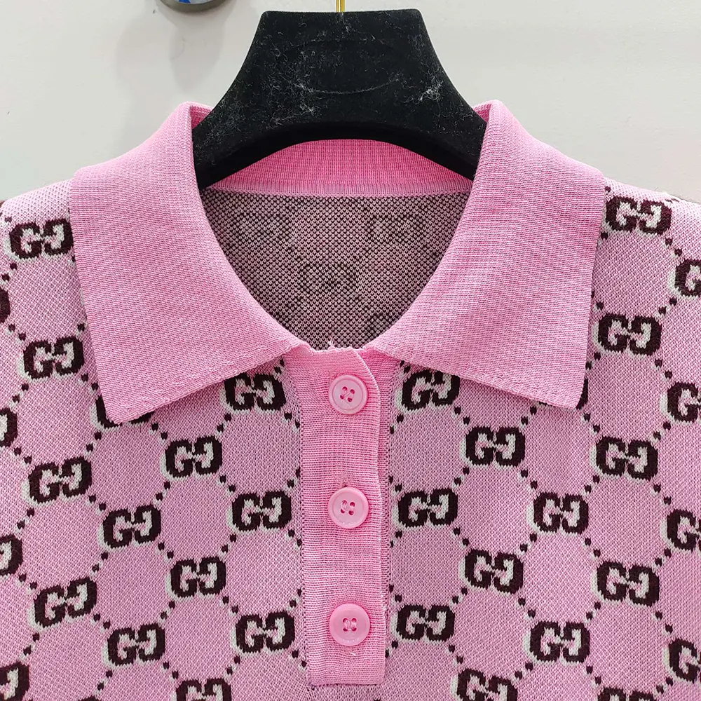 Gucci Women Wool Jacquard Polo Top with GG Shadow 798132XKD8R5283