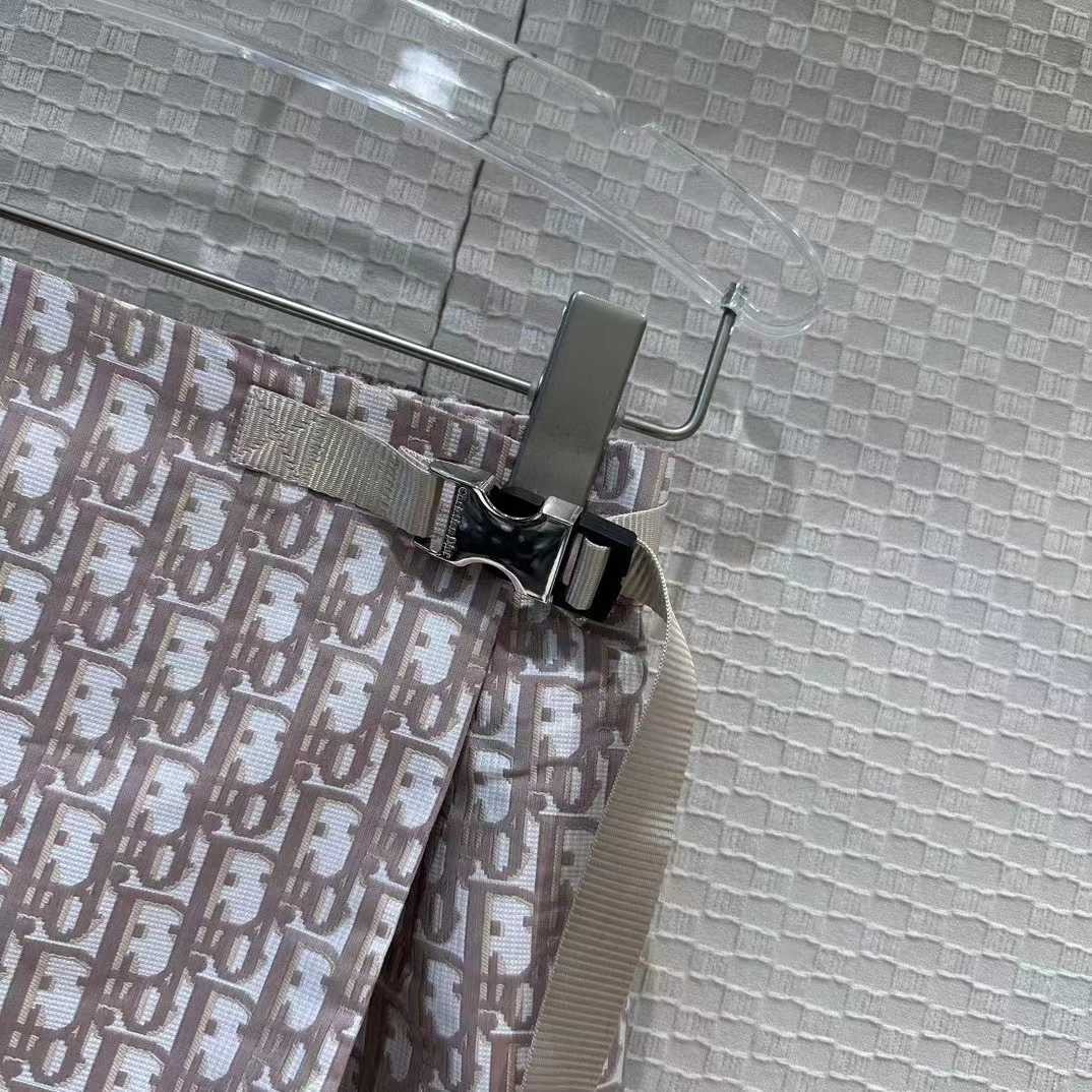 Dior CD Women Skort Pink Technical Taffeta Jacquard Dior Oblique Motif