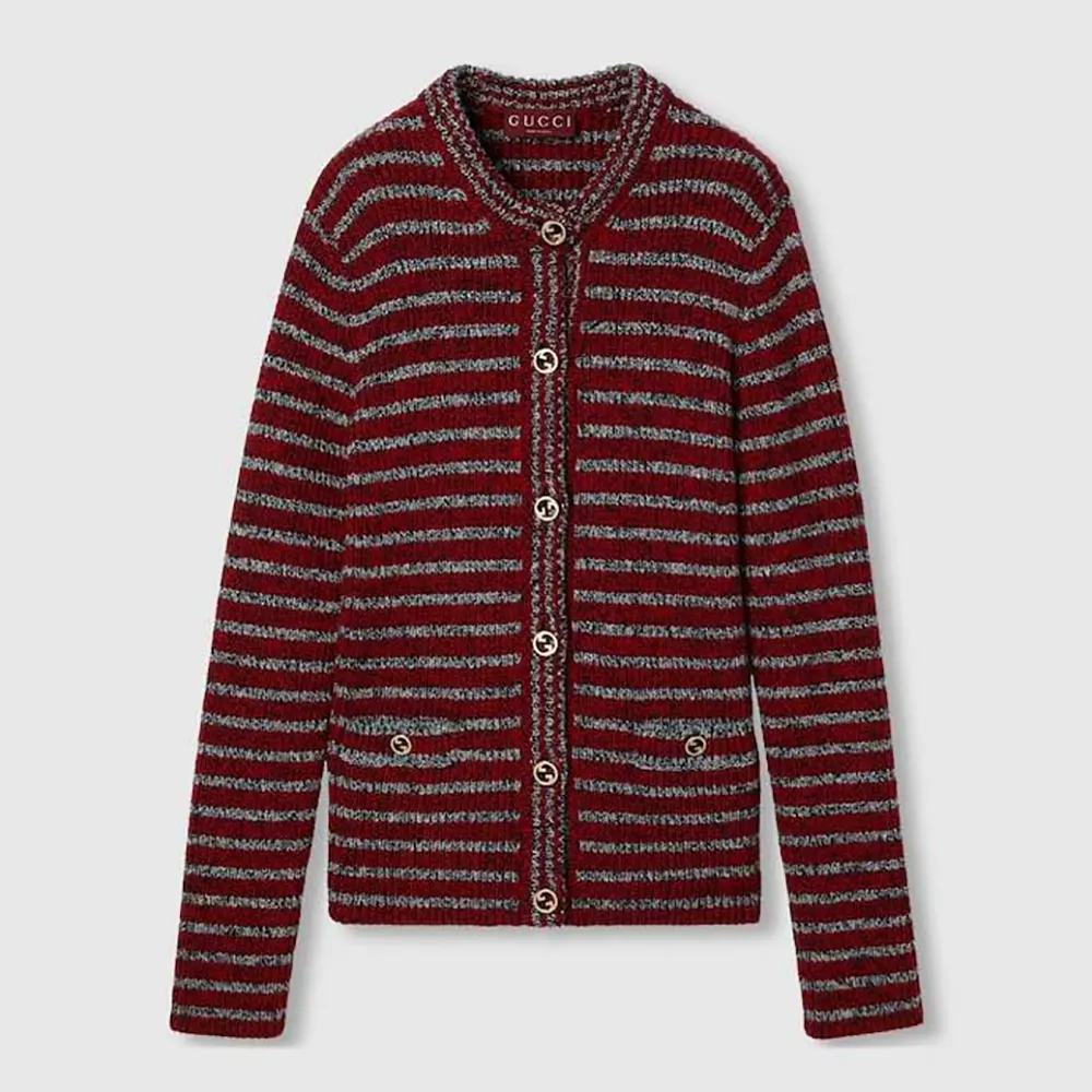 Gucci Women Wool Cotton Crewneck Cardigan 813829XKEI16549