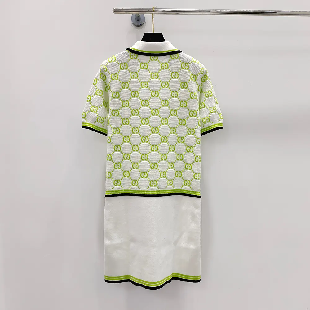 Gucci Women Cotton Polo Dress with GG Intarsia 788764XKD1R9172
