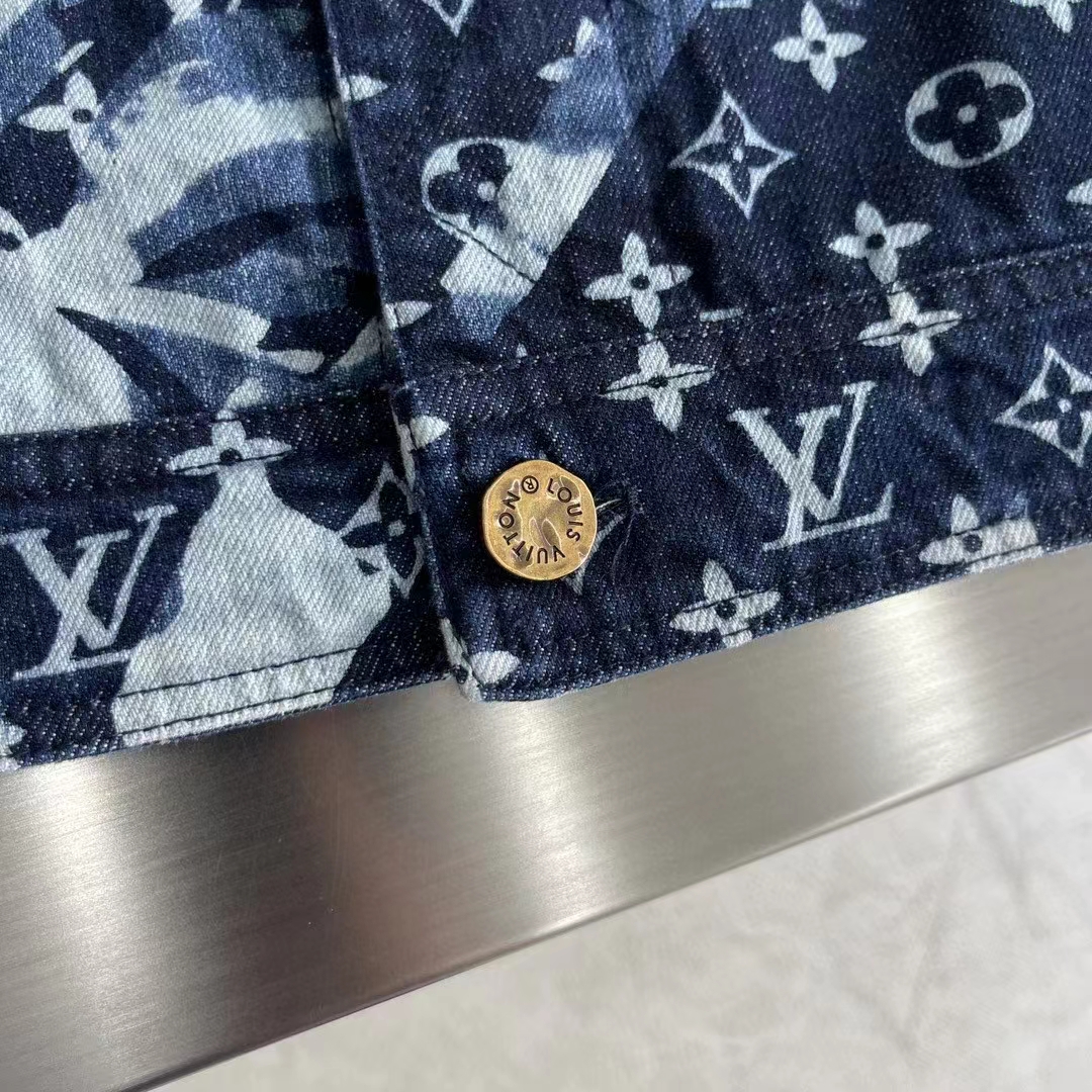 Louis Vuitton Women LV Monogram Printed Denim Jacket Regular Fit Printed Monogram Flower