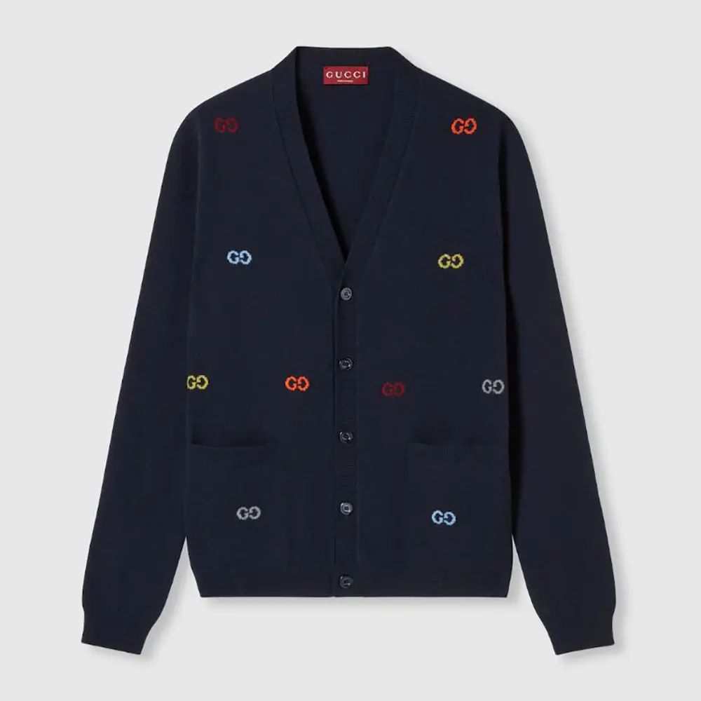 Gucci Women Fine Cashmere Cardigan with Intarsia 833671XKEYI