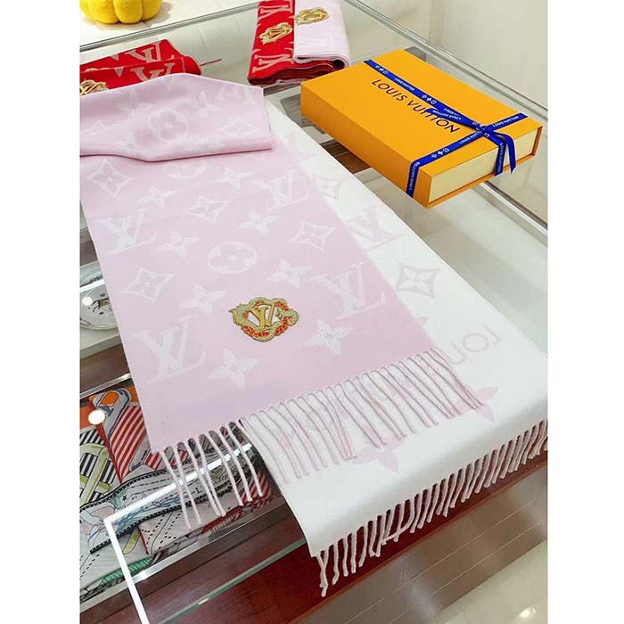 Louis Vuitton Unisex Precious Dragon LV Essential Scarf Pink Wool M79522