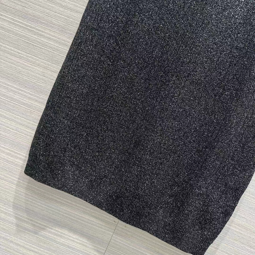 Gucci GG Women Rib Stitch Viscose Lamé Skirt Interlocking G Slip Lining Elastic Waist