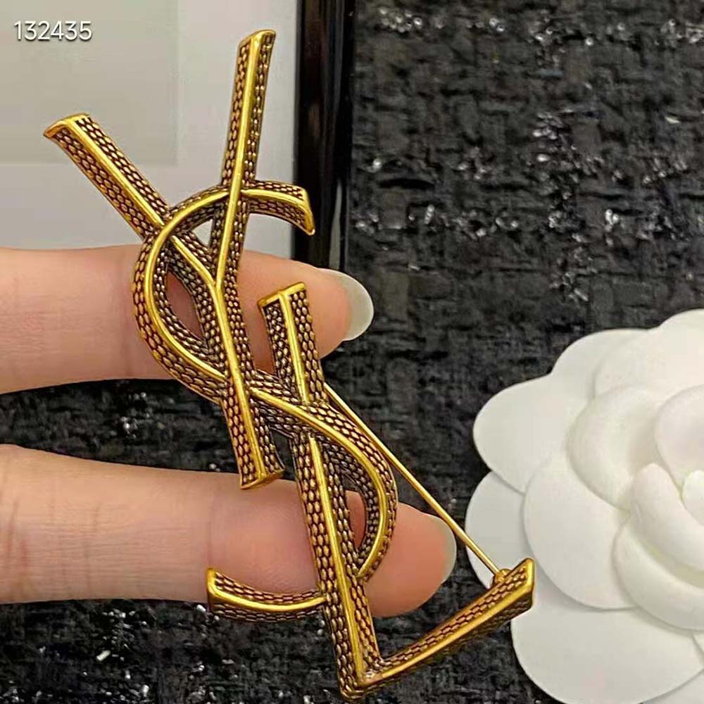 Saint Laurent YSL Women Opyum Ysl Snake Brooch in Metal