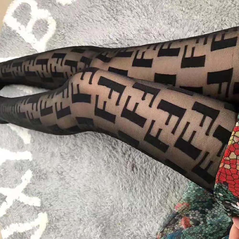 Fendi Women Tights Black Nylon Pantyhose