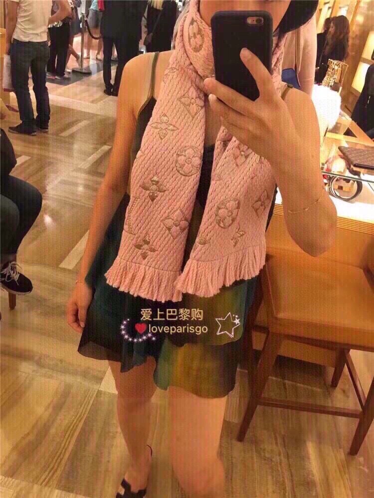 Louis Vuitton LV Women Logomania Scarf Ecru White Allover Monogram Pattern