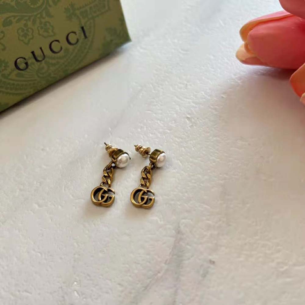 Gucci Women Pearl Double G Earrings