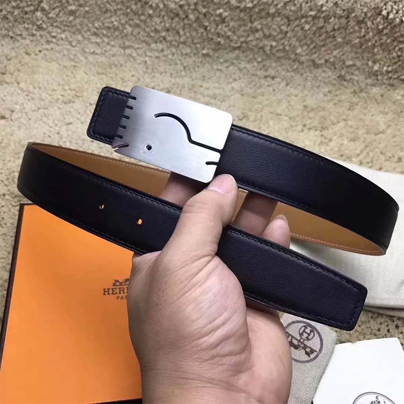 Hermes Men A Cheval Belt Buckle & Reversible Leather Strap 32 mm