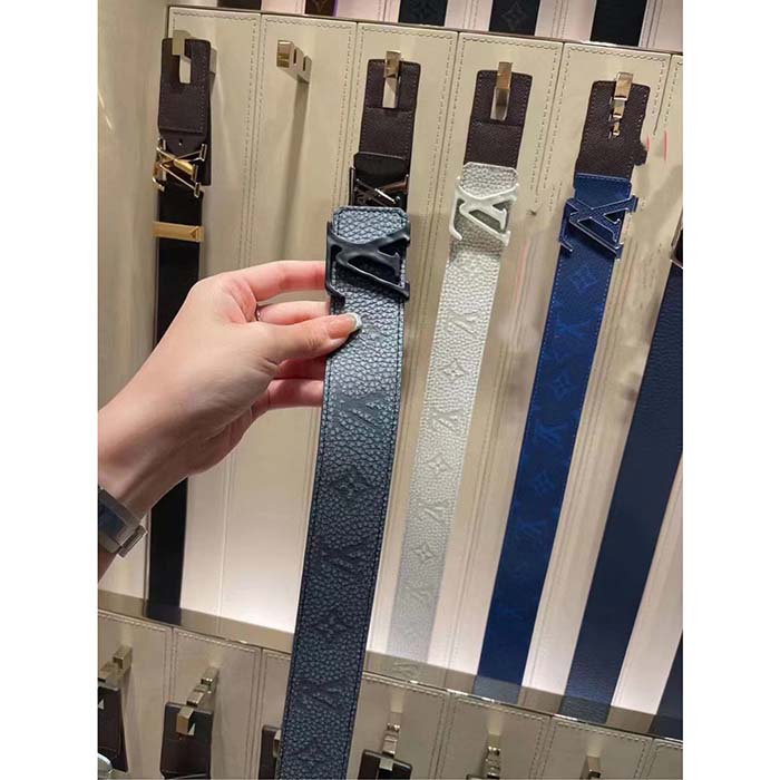 Louis Vuitton Unisex LV Shape MNG Climbing 40 MM Reversible Belt Grey Monogram Taurillon Leather