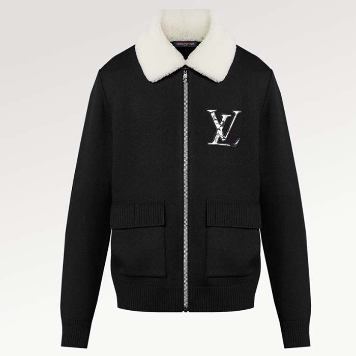 Louis Vuitton Women LV SKI Wool Blouson With Shearling Collar Regular Fit LV Ice Black
