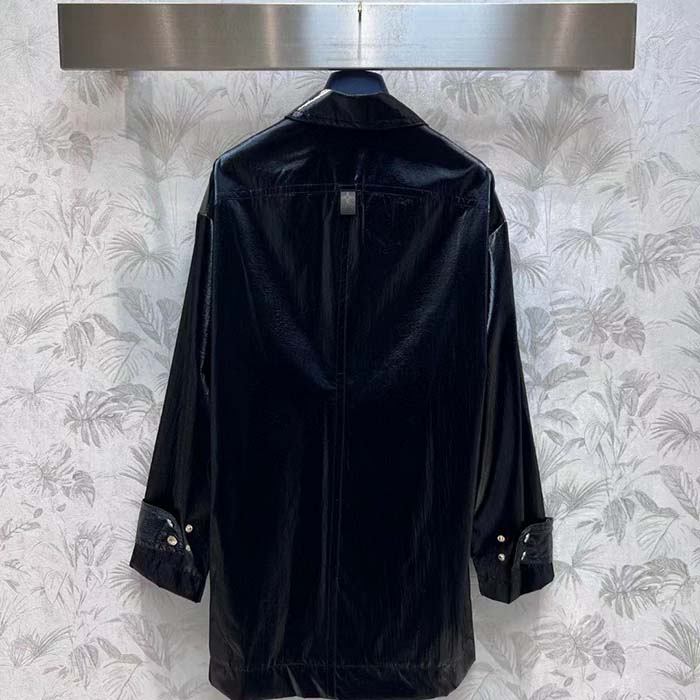 Louis Vuitton Women LV Wind Flap Trench Coat Black Regular Fit 1ABC6N