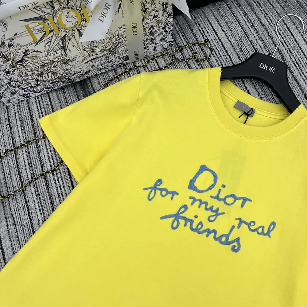 Dior Men DIOR AND HYLTON NEL T-Shirt Relaxed Fit Yellow Cotton Jersey