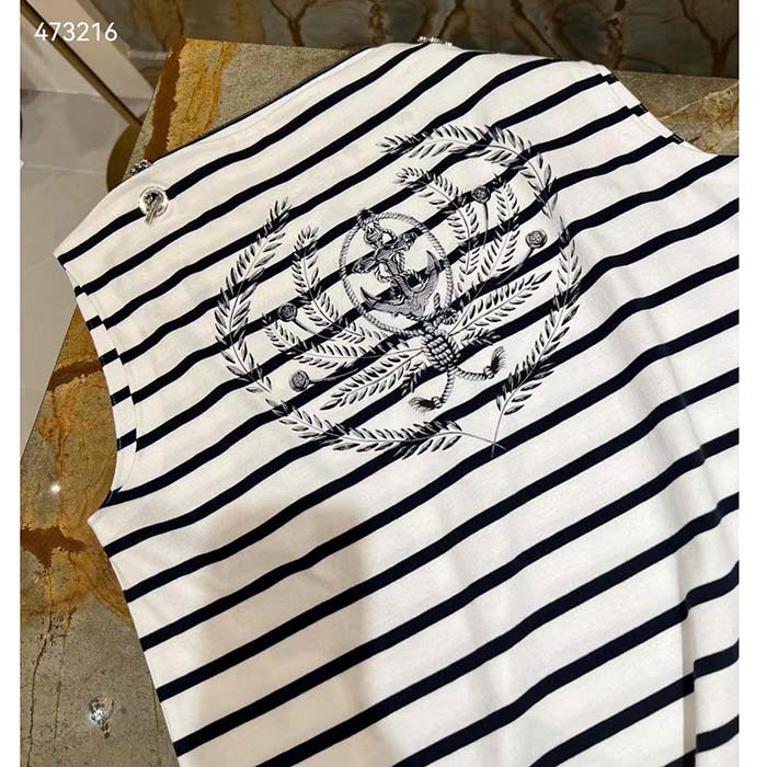 Louis Vuitton LV Women Striped Anchor T-Shirt Dress Cotton Deep Blue 1AFLMD