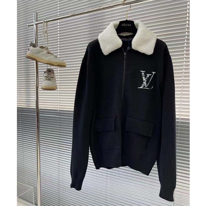 Louis Vuitton Women LV SKI Wool Blouson With Shearling Collar Regular Fit LV Ice Black