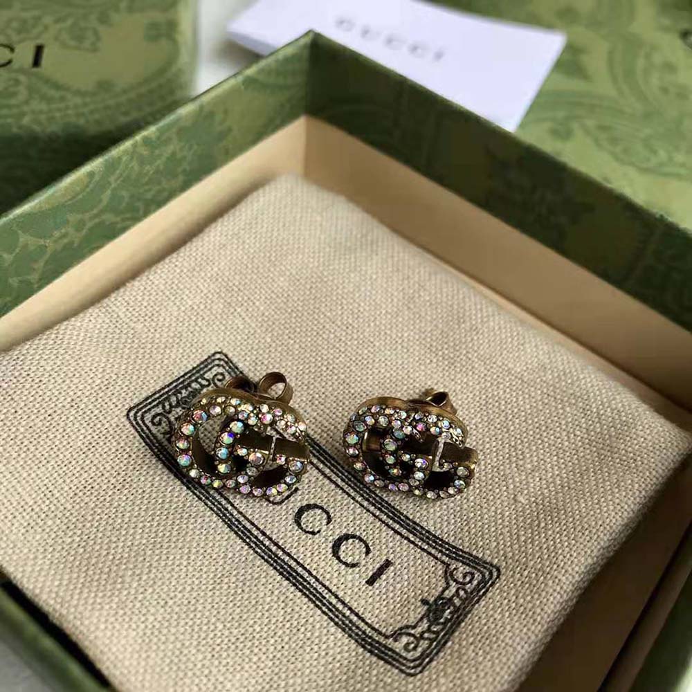 Gucci Women Crystal Double G Earrings