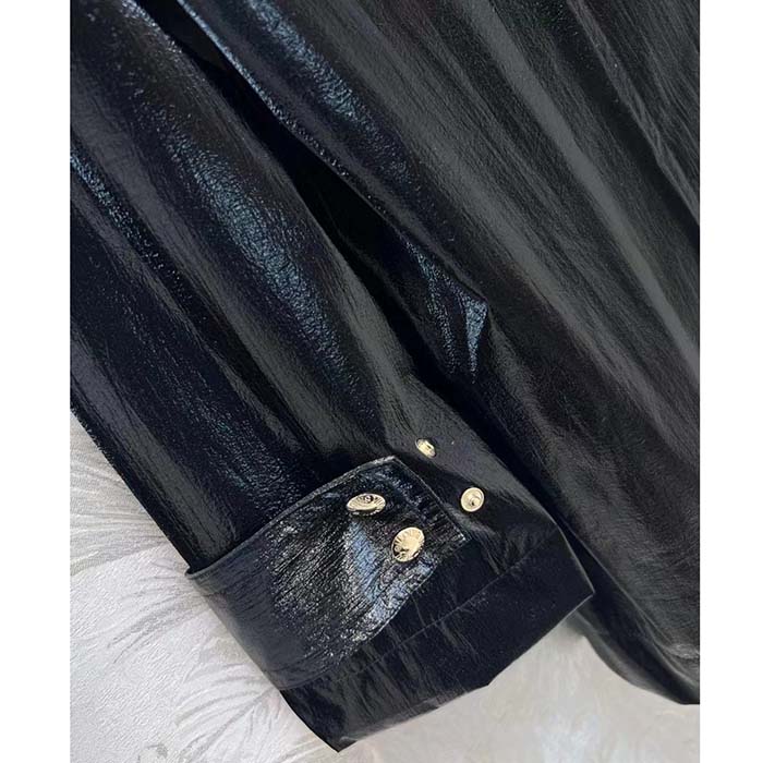 Louis Vuitton Women LV Wind Flap Trench Coat Black Regular Fit 1ABC6N