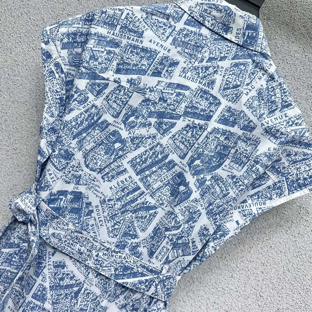 Dior Women Mid-Length Belted Shirtdress White and Chambray Blue Cotton and Silk Poplin