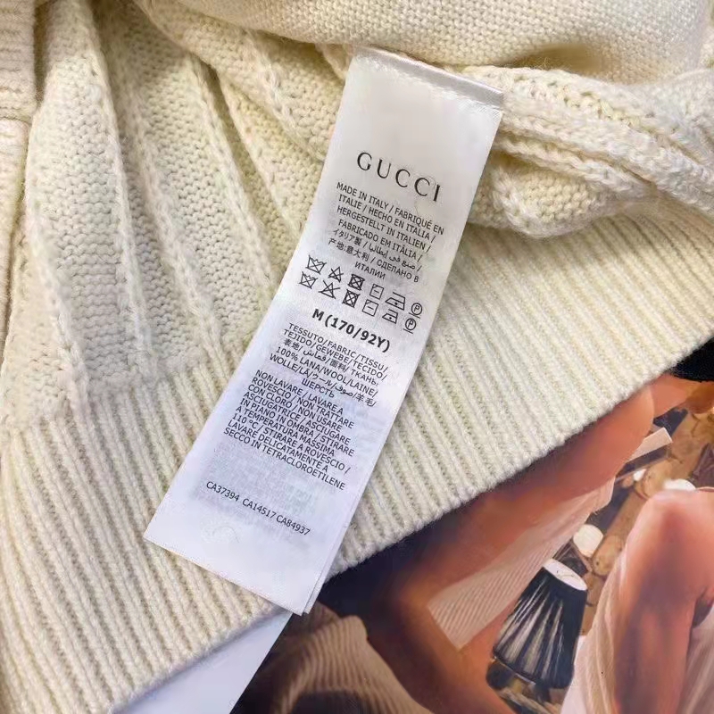 Gucci GG Women Gucci Tiger Knit Sweater Patch Wool Cotton Tiger Flower