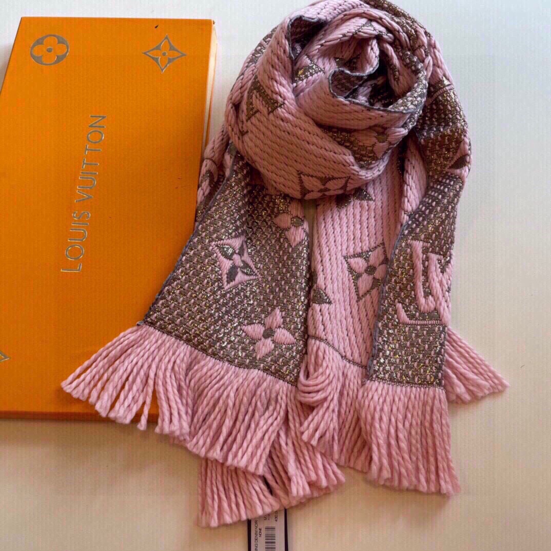 Louis Vuitton LV Women Logomania Scarf Ecru White Allover Monogram Pattern