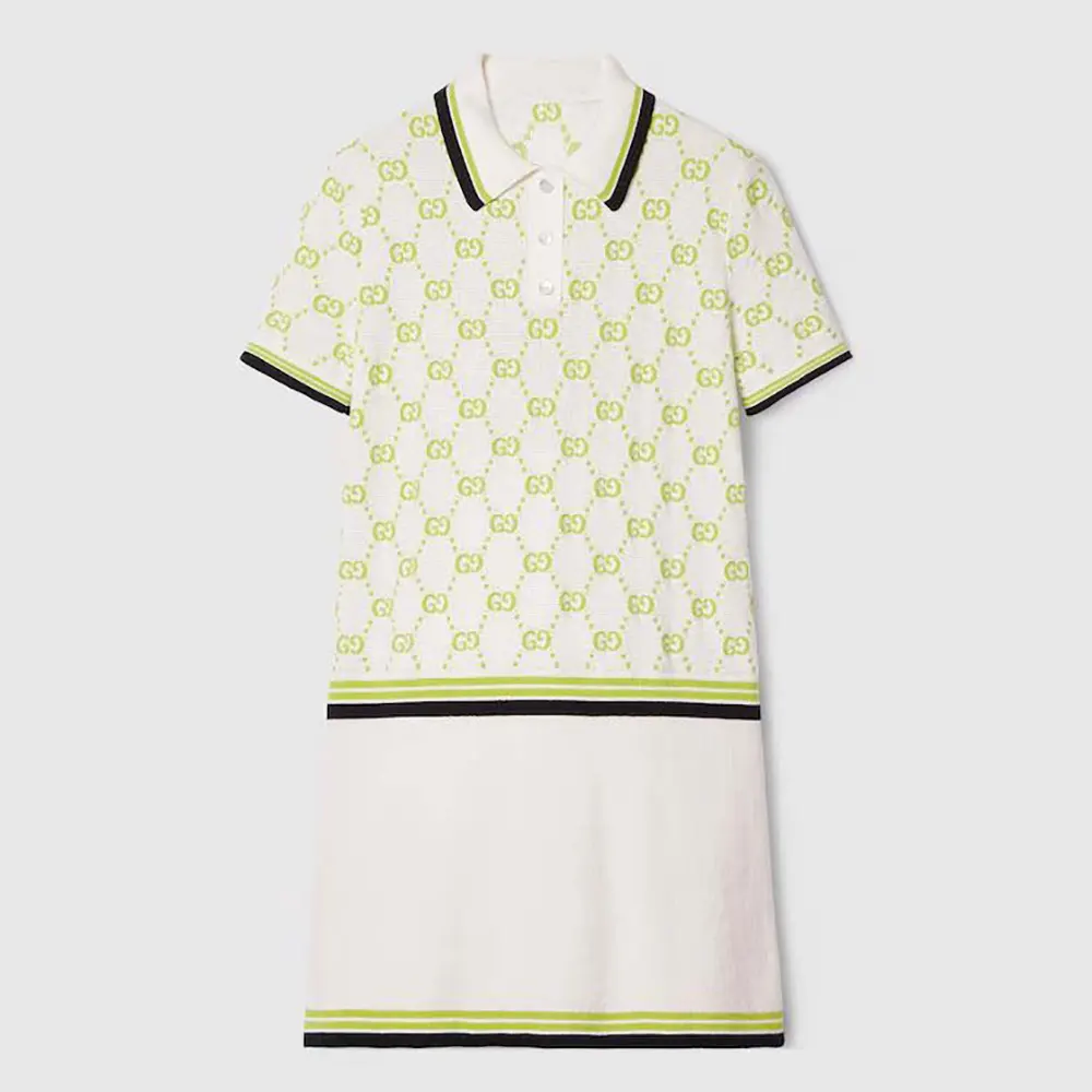 Gucci Women Cotton Polo Dress with GG Intarsia 788764XKD1R9172