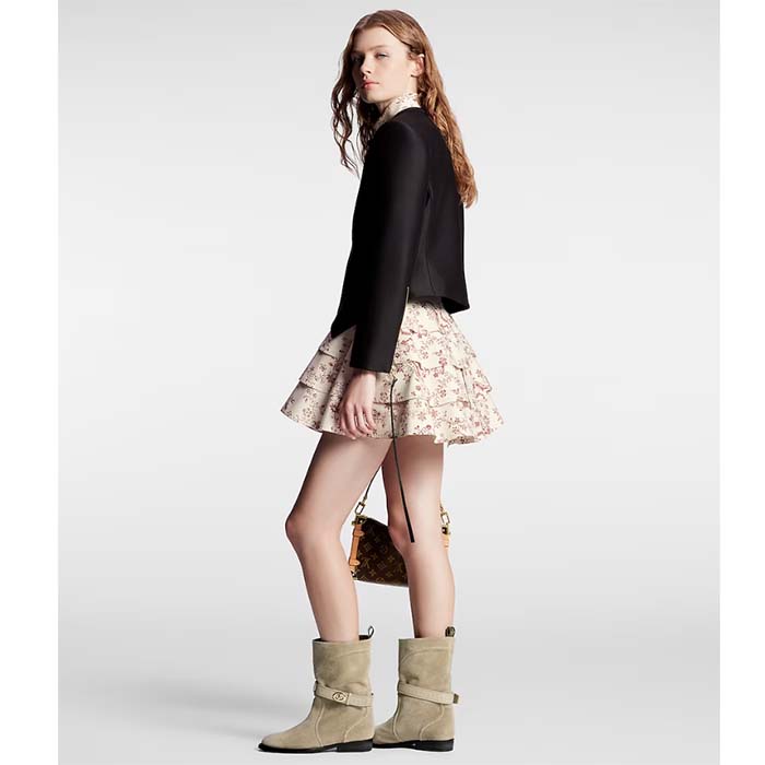 Louis Vuitton Women LV Unicorn Print Flounce Skirt Cotton Silk Sandy Beige Regular Fit