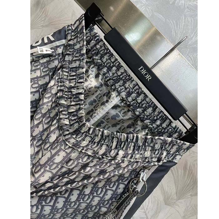 Dior Men CD Essentials Shorts Blue Technical Taffeta Jacquard with Dior Oblique Motif