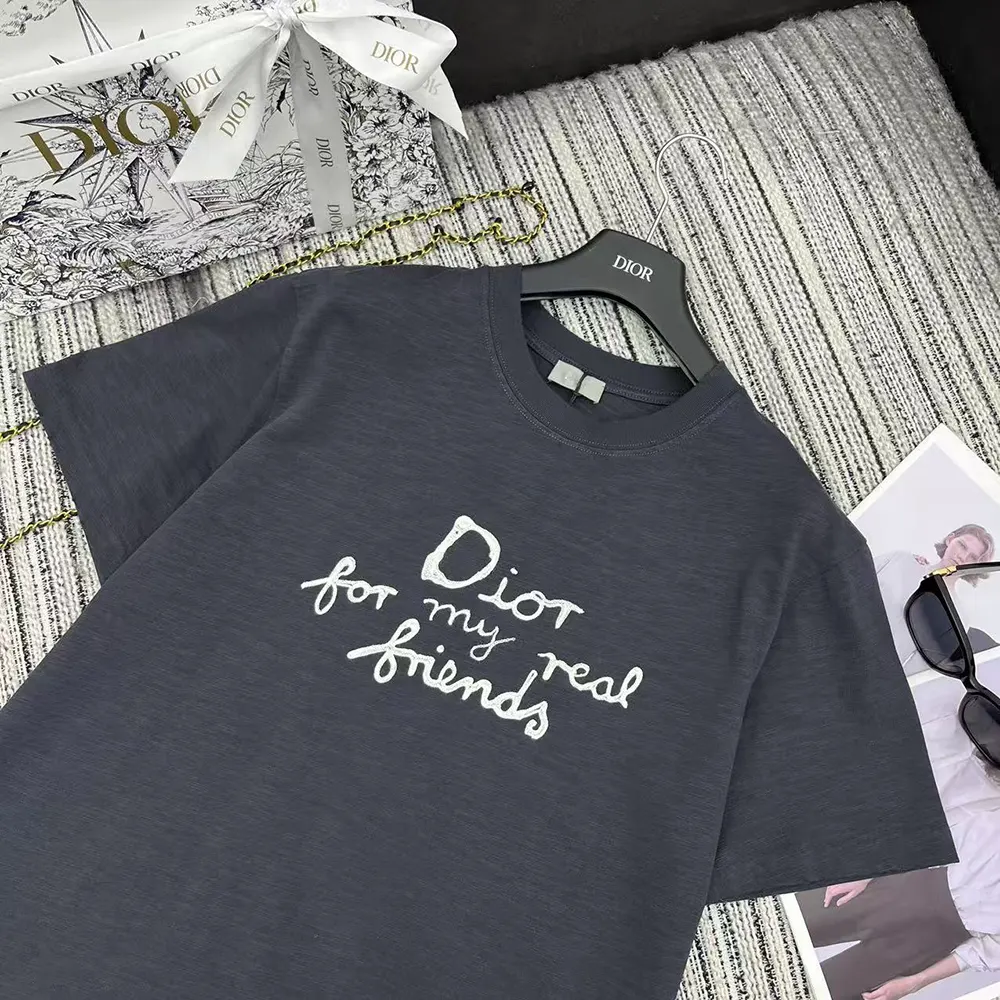 Dior Men DIOR AND HYLTON NEL T-Shirt Relaxed Fit Navy Blue Cotton Jersey