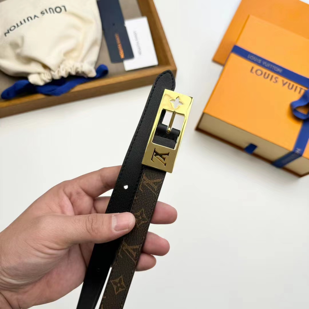 Louis Vuitton Unisex LV Duo 18MM Reversible Belt Monogram Canvas Recto Side Black Leather Verso