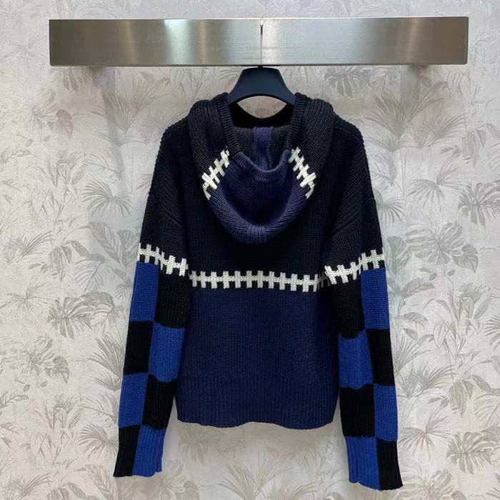 Louis Vuitton Women LV SKI Graphic Hooded Pullover Snowflake Motif Cashmere Black Blue