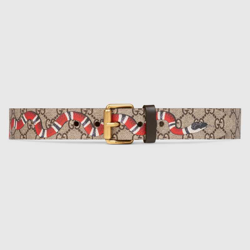 Gucci Unisex GG Supreme Belt with Kingsnake Print 4 cm Width Supreme Canvas
