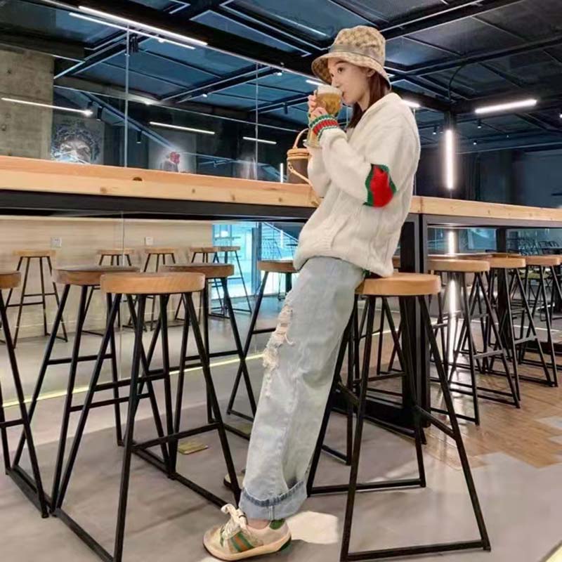 Gucci Women GG Cable Knit Bomber Jacket Off-White Cable Knit Wool