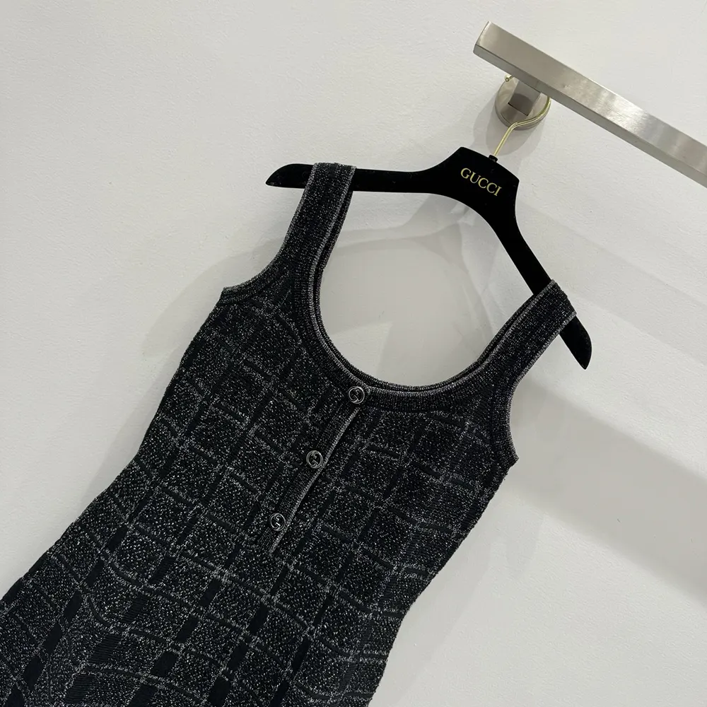 Gucci Women Wool and Lame Check Jacquard Dress 812132XKEDI1138