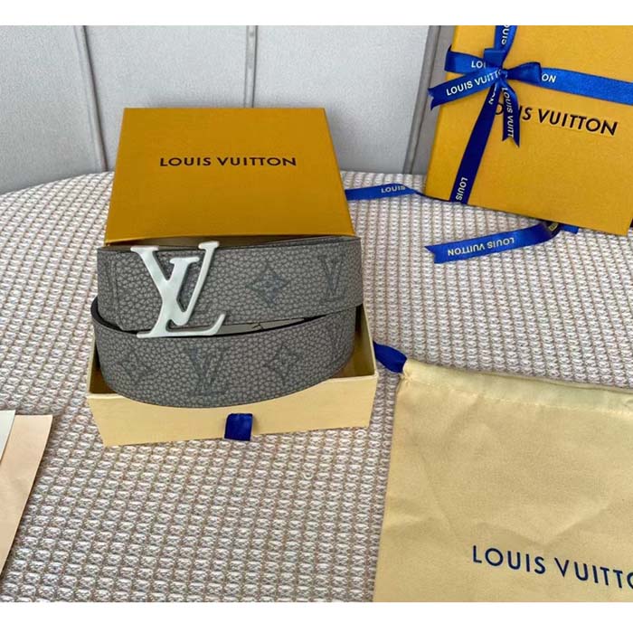 Louis Vuitton Unisex LV Shape MNG Climbing 40 MM Grey Reversible Belt Monogram Taurillon Leather